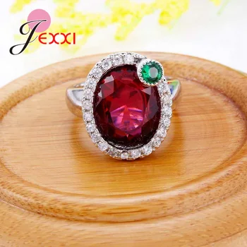 JEXXI Jedinečný Dizajn a Módne Kolo Red Crystal Snubné Prstene Pre Ženu Šperky valentínsky Dní Darčeky Zapojenie Prst Prsteň