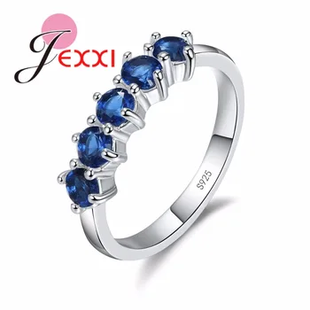 JEXXI Jednoduché 925 Sterling Silver Zásnubné Prstene Pre Ženy Šperky Kubický Zirkón Crystal Návrh Krúžok Príslušenstvo Dary