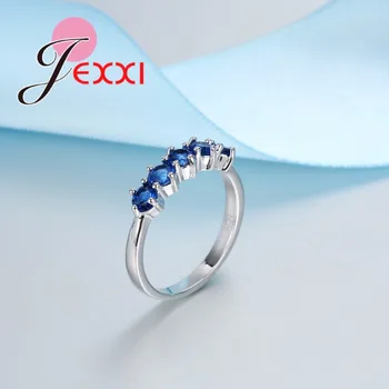JEXXI Jednoduché 925 Sterling Silver Zásnubné Prstene Pre Ženy Šperky Kubický Zirkón Crystal Návrh Krúžok Príslušenstvo Dary