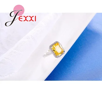 JEXXI Jednoduché, Elegantné Ženy Strany Krúžky S Kubický Zirkón Crystal 925 Sterling Silver Zapojenie Prst Prsteň Šperk