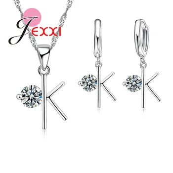 JEXXI Kvalitnú Módu Ženy Prívesok Náhrdelník Hoop Náušnice Šperky Sady Pre Svadobné Zapojenie 925 Sterling Silver Set