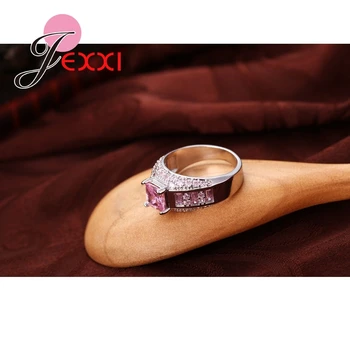 JEXXI Luxusné Značky Romantický Zirconia Svadobné Zásnubné Prstene 925 Sterling Silver Strany Krúžok Módne Šperky Bijoux