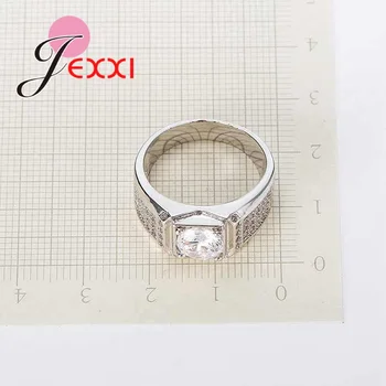 JEXXI Mužov Krúžky Rýdzeho Striebra 925 Šperky Jednoduchý Dizajn a Módne Jasné Zirconia Svadobné Zásnubný Prsteň Pre Ženy Príslušenstvo