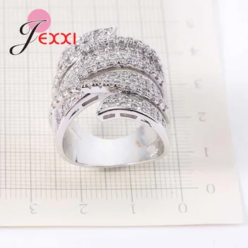 JEXXI Móde Crystal 925 Sterling Silver Romantický Cubic Zirconia Krúžky Ženy Šperky Na spoločenské Angažovanie Valentína Darček
