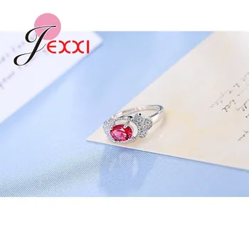 JEXXI Módne 925 Sterling Silver Šperky Jasné, Ruža Ružová Crystal Ženy, Svadobné Zásnubné Prstene Krásne Strany Príslušenstvo