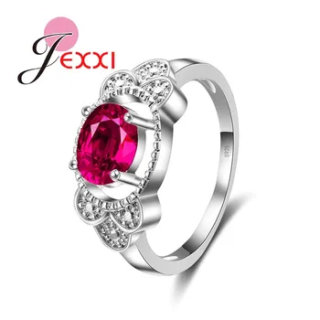 JEXXI Módne 925 Sterling Silver Šperky Jasné, Ruža Ružová Crystal Ženy, Svadobné Zásnubné Prstene Krásne Strany Príslušenstvo