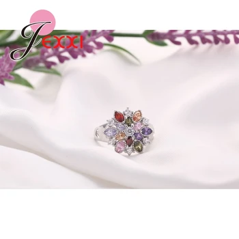 JEXXI Módne Farebné CZ 925 Sterling Silver Zásnubné Prstene Pre Ženy, Nový Dizajn Luxusné Strany snubný Prsteň Pre ženu