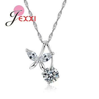 JEXXI Módne Sveter Prívesok Kolo Crystal Silver s Dlhým Reťazcom Náhrdelník Krásna Víla, Motýľ Šperky Pre Elegantné Ženy
