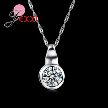 JEXXI Módne Trendy Jednoduché 925 Sterling Silver Veľkým Zirkónom CZ Kruhu Drop Náhrdelník Pre Ženy, Najlepší Darček Elegantné Šperky