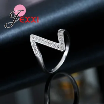 JEXXI Módy V Tvare Krúžkov Pre Ženy Cubic Zirconia Luxusný Prsteň 925 Sterling Silver Geometrické Crystal Snubné Prstene Veľkoobchod