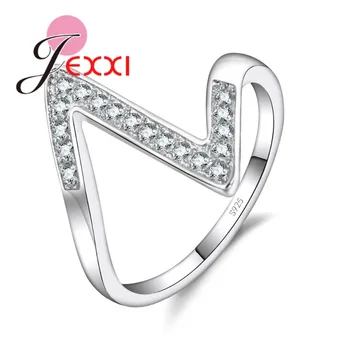 JEXXI Módy V Tvare Krúžkov Pre Ženy Cubic Zirconia Luxusný Prsteň 925 Sterling Silver Geometrické Crystal Snubné Prstene Veľkoobchod