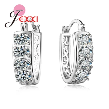 JEXXI Nové Krištáľové Náušnice Zirkón Ženy 925 Sterling Silver Náušnice, Módne Šperky Príslušenstvo Dievča Šplhať Šperky Crystal CZ