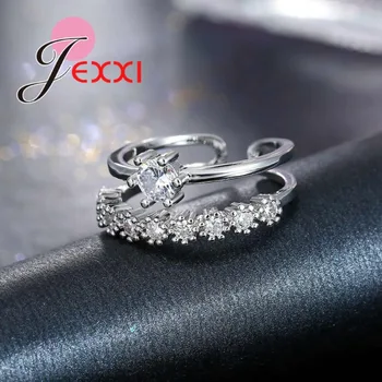 JEXXI Nový Príchod Crystal 925 Sterling Silver Krúžky Pre Ženy, Šperky, Módne Otvorte Nastaviteľné Prst Prsteň Doprava Zadarmo