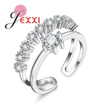 JEXXI Nový Príchod Crystal 925 Sterling Silver Krúžky Pre Ženy, Šperky, Módne Otvorte Nastaviteľné Prst Prsteň Doprava Zadarmo