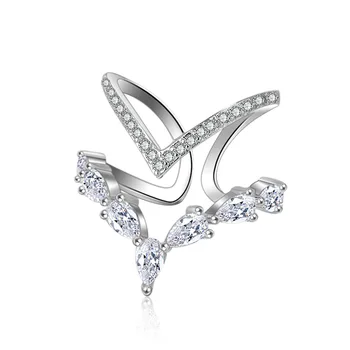 JEXXI Odvážny Dizajn Elegantný Módy dvojitú Šípku Prst Krúžky Mincový Striebro/Rose Gold Color Šperky S Kubický Zirkón Kameň