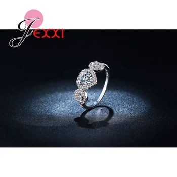JEXXI Romantická Láska Srdce Crystal Krúžky Pre Svadobné Šperky Rýdzeho Striebra 925 CZ Zapojenie Výročie Prst Krúžky