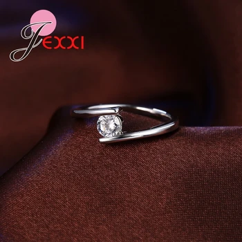 JEXXI Slávnej Značky Prst Prsteň Pre Ženy 925 Sterling Silver White CZ Zapojenie Snubné Prstene Pre Ženy Bijoux Femme