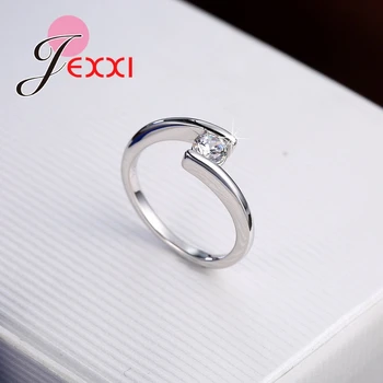 JEXXI Slávnej Značky Prst Prsteň Pre Ženy 925 Sterling Silver White CZ Zapojenie Snubné Prstene Pre Ženy Bijoux Femme