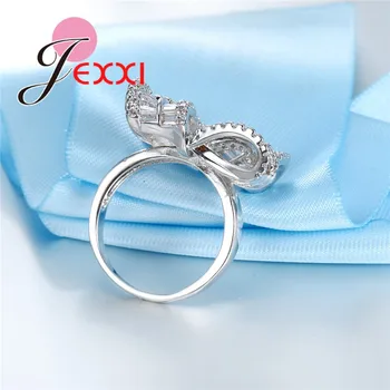 JEXXI Tvorivé Páse s nástrojmi Micro CZ Spevnené Krúžok pre Ženy, Svadobné 925 Sterling Silver Šperky White Crystal Fahion Šperky Krúžok