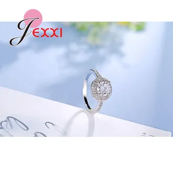 JEXXI Veľkoobchod Módne Šperky Prstene Rakúskeho Kryštálu 925 Sterling Silver Krúžky Pre Ženy, Svadobné Svadobné Bijoux