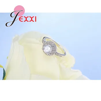 JEXXI Veľkoobchod Módne Šperky Prstene Rakúskeho Kryštálu 925 Sterling Silver Krúžky Pre Ženy, Svadobné Svadobné Bijoux
