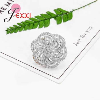 JEXXI Vintage Duté Sa Kvet Krúžky Pre Ženy Strany Zapojenie Šperky 925 Sterling Silver Drahokamu snubný Prsteň Príslušenstvo