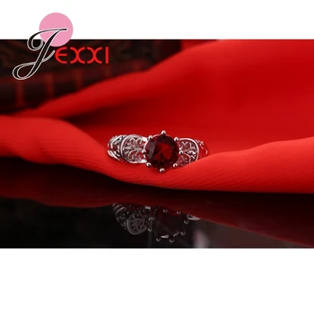 JEXXI výrobnú Cenu Romantický 925 Sterling Silver Krúžky Pre Ženy, Svadobné Značky Láska Angažovanosti Žien Krúžok Big Red CZ
