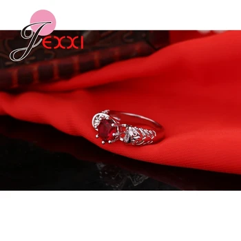 JEXXI výrobnú Cenu Romantický 925 Sterling Silver Krúžky Pre Ženy, Svadobné Značky Láska Angažovanosti Žien Krúžok Big Red CZ
