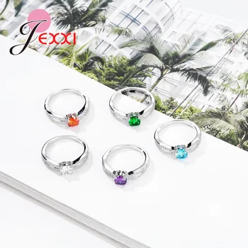JEXXI White Crystal Prstene pre Ženy Muticolor Cubic Zirconia Svadobné Šperky Purple Vintage Prsteň s Kameňom Valentína Darček