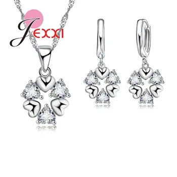 JEXXI Ženy Celkom 925 Sterling Silver CZ Kryštálmi Šperky Sady Rakúskeho Kryštálu Láska Srdce Svadobný Náhrdelník & Náušnice