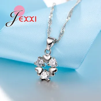 JEXXI Ženy Celkom 925 Sterling Silver CZ Kryštálmi Šperky Sady Rakúskeho Kryštálu Láska Srdce Svadobný Náhrdelník & Náušnice