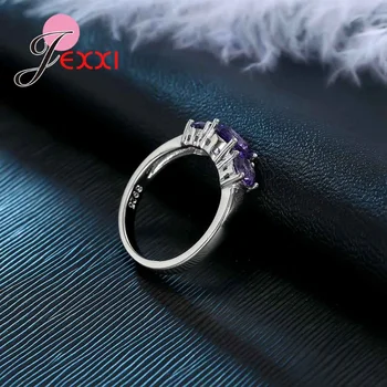 JEXXI Ženy Crystal Krúžky Pre Svadobný Doplnok Módne 925 Sterling Silver Zapojenie Návrh Prst Prsteň Pásma Šperky