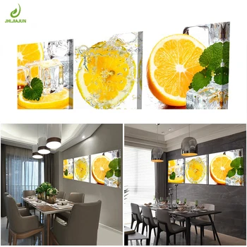 JHLJIAJUN Plátno na Maľovanie 3ks Reštaurácia Pol Oranžové Ovocie Wall Art Moderný Modulárny Obrázky Pre Kuchyňa Decor Plagát