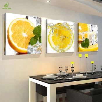 JHLJIAJUN Plátno na Maľovanie 3ks Reštaurácia Pol Oranžové Ovocie Wall Art Moderný Modulárny Obrázky Pre Kuchyňa Decor Plagát