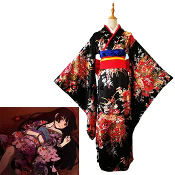 Jigoku Shoujo Enma Ai Slúžka Šaty Kimono Yukata Jednotné Oblečenie Anime Cosplay Kostýmy