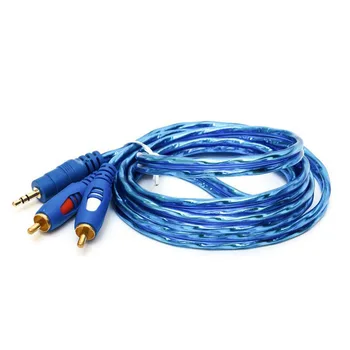 JINCHI audio line minútu dva 3,5 mm na 2 rca audio line s dvojitou lotus pozlátený audio line AV súlade transparentná modrá