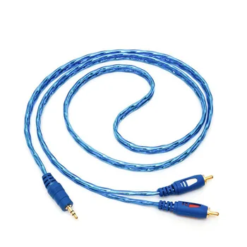 JINCHI audio line minútu dva 3,5 mm na 2 rca audio line s dvojitou lotus pozlátený audio line AV súlade transparentná modrá