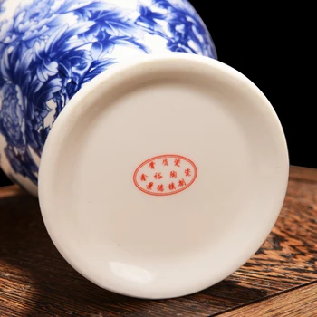 Jingdezhen modré a biele Porcelánové Vázy Fine Bone China Váza Pivónia Zdobené Vysoko Kvalitné Keramické Vázy