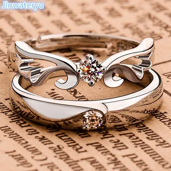 Jinwateryu Módne Šperky 925 silver Lover krúžky Anjeli krídla prstene Snubné prstene Zásnubné Prstene set s Kubický Zirkón