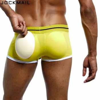 JOCKMAIL značky Predné + zadné Magic Zadok vymeniteľné push up pohár vydutie zvýšenie sexy pánske spodné prádlo boxerky gay bielizeň penis
