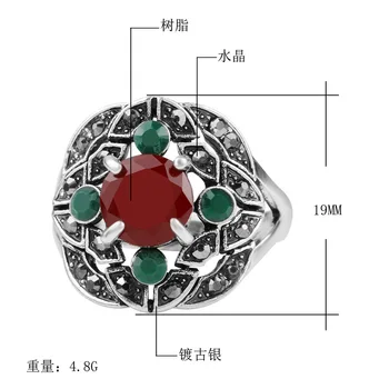 Joyme Zbrusu Nový Vintage Boho Krúžok Farebné Živice Kameň Závodu Tibetského Striebra Top Femme Prstene Pre Ženy Šperky Anel