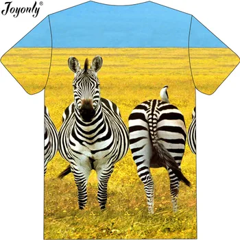Joyonly Chlapci Dievčatá 3D Vytlačené T-Shirt Zvierat Zebra Kôň Blue Sky Dizajn Tričko 2018 detské Letné Zábavné Cool Oblečenie