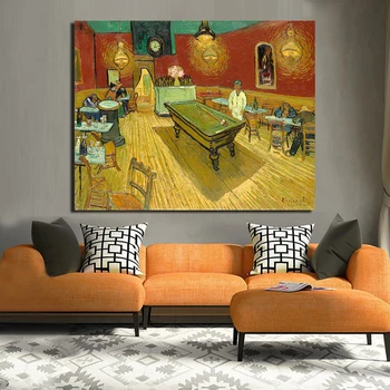 JQHYART Noc Kaviareň Vincent Van Gogh Tlač Wall Art Decoration olejomaľba na Plátne Nástenné Maľby Obrázok Pre Obývacia Izba