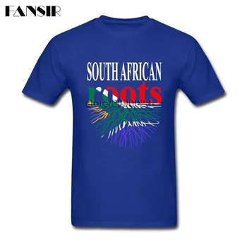 Juhoafrický Korene Južná Afrika Vlajky na Mieru T-shirts Samec Krátky Rukáv Crewneck Bavlna Mužov Tričko