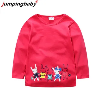 Jumpingbaby 2017 Deti, Dievčatá T-shirt Dieťa Dievča Oblečenie Detí Long Sleeve T Shirt Camiseta Roupas Infantis Menina Jeseň Kitty