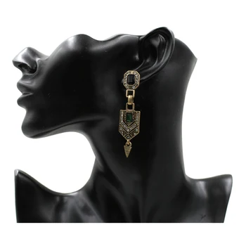 JURAN 2018 Nové Dorazí Módne Šperky Pre Ženy Veľkú Zelenú Drahokamu Vintage Náušnice Veľkoobchod R1302