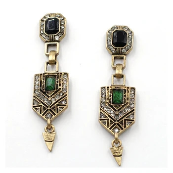 JURAN 2018 Nové Dorazí Módne Šperky Pre Ženy Veľkú Zelenú Drahokamu Vintage Náušnice Veľkoobchod R1302