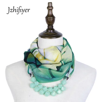 Jzhifiyer prispôsobené šatku mujer lete abstraktné šperky, prívesok šatku šály náhrdelník šatkou echarpe módne šifón šatku