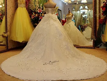 Kamienkami Luxusné Svadobné Šaty Kráľovskej Vestidos de Noiva Plus Veľkosť Čipky Nevesta Šaty 2018 Luk plesové Šaty, Svadobné Šaty Gothic