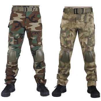 Kamufláž vojenské Bojové nohavice paintball Airsoft army cargo boj proti nohavice s Odnímateľné chrániče kolien